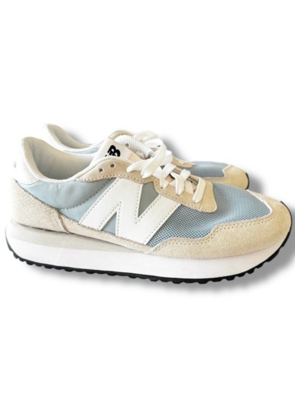 New Balance Women's Light Blue White Cream Runner Sneakers